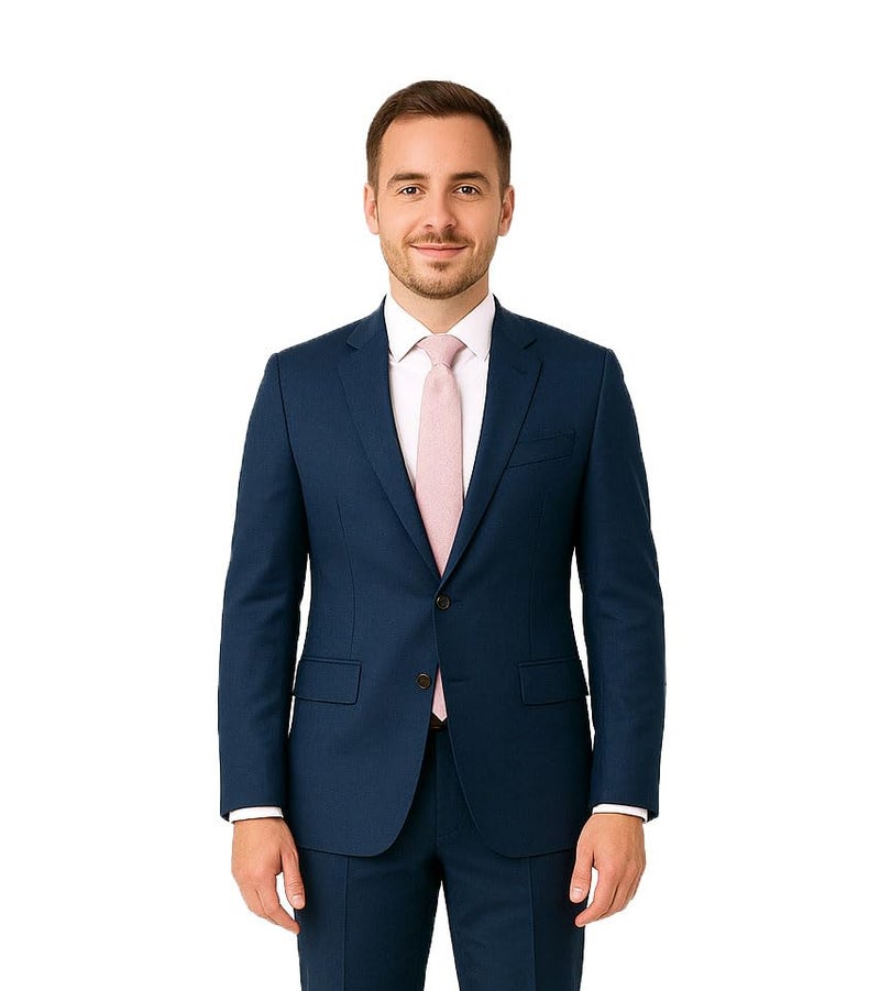 Spring Notion Men's Linen Blend Skinny Necktie Blush Pink - Image 3